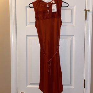 H&M NWT burnt orange midi dress size Small